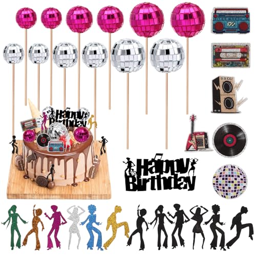 Draupnir 31 Stück Discokugel Tortendeko, Happy Birthday Cake Topper, Kuchen Toppers 1970er Jahre, Cupcake Toppers für Hippie Neon Party Dekorationen Disco Ball Dance 70er Geburtstag Party Draupnir 31 Stück Discokugel Tortendeko, Happy Birthday Cake Topper, Kuchen Toppers 1970er Jahre, Cupcake Toppers für Hippie Neon Party Dekorationen Disco Ball Dance 70er Geburtstag Party von Draupnir