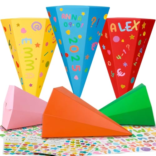 Draupnir 6 Stück Geschwisterschultüte, 25cm Schultüte Klein, Zuckertüte zur Einschulung, Faltbare Zuckertüte, Schultüte Bastelset mit 7 Aufkleber für Junge Mädchen Party Geschenkverpackung Draupnir 6 Stück Geschwisterschultüte, 25cm Schultüte Klein, Zuckertüte zur Einschulung, Faltbare Zuckertüte, Schultüte Bastelset mit 7 Aufkleber für Junge Mädchen Party Geschenkverpackung von Draupnir