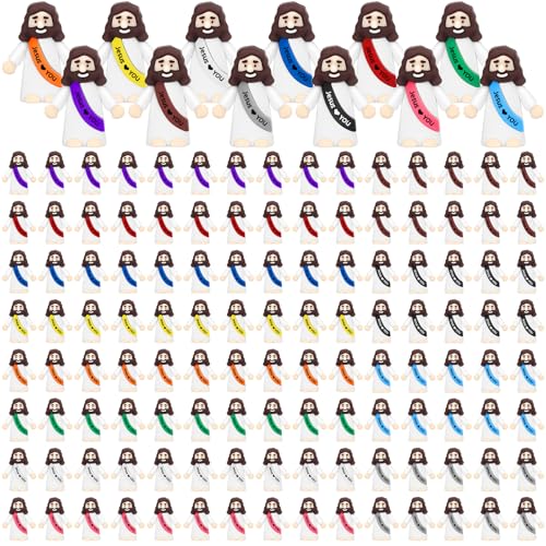 Draupnir Kleine Jesus-Figuren, Mini-Jesus-Figuren in Großpackung, religiöse Ostergeschenke für Familie, Freunde, Kollegen (Regenbogen), 120 Stück von Draupnir