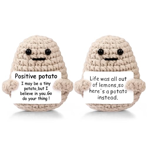 Draupnir Pocket Hug Positive Potato, Kreativ Gestrickte Positive Kartoffelpuppe, Mini-Plüsch Figuren Lustige Positive Potato Puppe Geschenke für Frauen Männer, Abschiedsgeschenk Kollegen von Draupnir