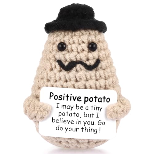 Pocket Hug Positive Potato, Kreativ Gestrickte Positive Kartoffelpuppe, Mini-Plüsch Figuren Lustige Positive Potato Puppe Geschenke für Frauen Männer, Abschiedsgeschenk Kollegen von Draupnir