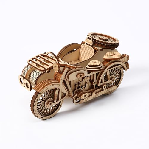 Drawelry 3D Holzpuzzle Ornament Kreative DIY Holzhandwerk Statue Steampunk Transport Modellbau Holz Skulptur Puzzle Heimtisch Dekoration Geburtstag Geschenk für Erwachsene Männer Frauen (Dreirad) von Drawelry