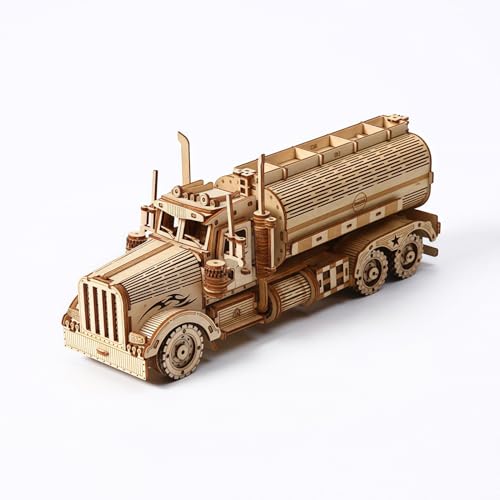 Drawelry 3D Holzpuzzle Ornament Kreative DIY Holzhandwerk Statue Steampunk Transport Modellbau Holz Skulptur Puzzle Heimtisch Dekoration Geburtstag Geschenk für Erwachsene Männer Frauen (Tankwagen) von Drawelry