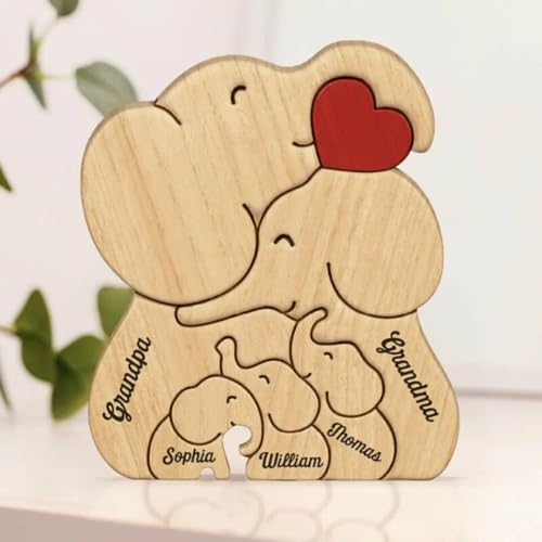 Drawelry Personalisiert Holz Elefanten Puzzle mit 2–8 Familien Namen Gravur Skulptur, Tier Puzzles Statue Ornaments für Home Dekor und Elternteil Kinder Geburtstags Weihnachts Neujahrs Geschenke (A1) Drawelry Personalisiert Holz Elefanten Puzzle mit 2–8 Familien Namen Gravur Skulptur, Tier Puzzles Statue Ornaments für Home Dekor und Elternteil Kinder Geburtstags Weihnachts Neujahrs Geschenke (A1) von Drawelry