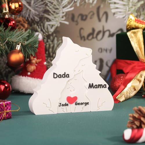Drawelry Personalisiert Tierskulptur 3D-Druck Holzpuzzle Dekoration mit 2–9 Namen Ornament Holz Tier Statue Puzzle Handwerk für Heim Büro Deko Weihnachte Geschenke Familie Freunde Paare (Wolf) von Drawelry
