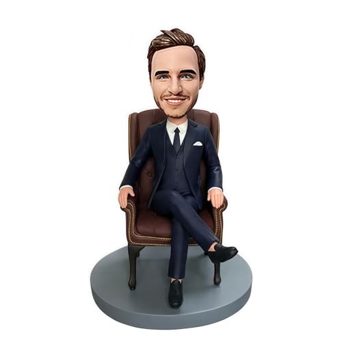 Drawelry Personalisierte 3D Wackelkopf Foto Figuren Skulptur Mini Männer Frauen Puppe Wackel Kopf Statuen Kunsthandwerk Heim Büro Auto Deko Ornamente Geschenk für Familie Freunde Paare (Sitzen) von Drawelry