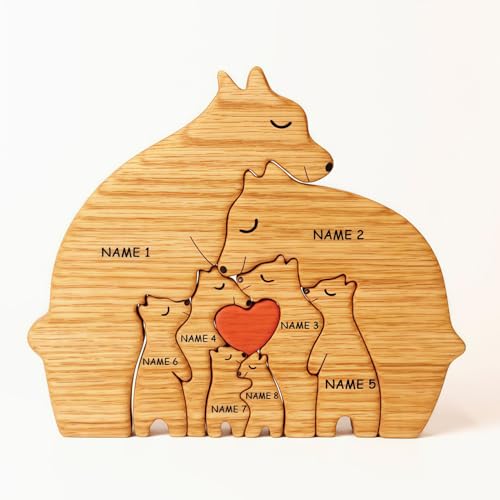 Drawelry Personalisierte Bär Statue Holzpuzzle mit 2-9 Namen Gravur Dekoration Holz Handwerk Bären Familien Skulptur Puzzle Deko Ornament Weihnachte Geburtstag Geschenk für Familie Freunde Paare (A5) Drawelry Personalisierte Bär Statue Holzpuzzle mit 2-9 Namen Gravur Dekoration Holz Handwerk Bären Familien Skulptur Puzzle Deko Ornament Weihnachte Geburtstag Geschenk für Familie Freunde Paare (A5) von Drawelry