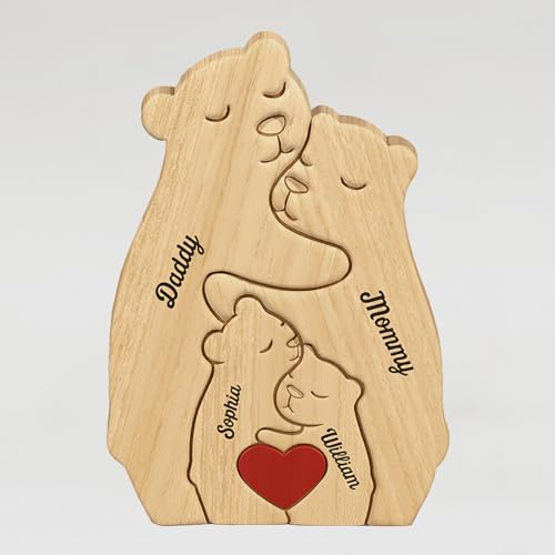Drawelry Personalisierte Bär Statue Holzpuzzle mit 2-9 Namen Gravur Skulptur Dekoration Holz Bären Familien Kulptur Puzzle Deko Ornament Weihnachten Geburtstag Geschenk für Familie Freunde Paare (A2) Drawelry Personalisierte Bär Statue Holzpuzzle mit 2-9 Namen Gravur Skulptur Dekoration Holz Bären Familien Kulptur Puzzle Deko Ornament Weihnachten Geburtstag Geschenk für Familie Freunde Paare (A2) von Drawelry