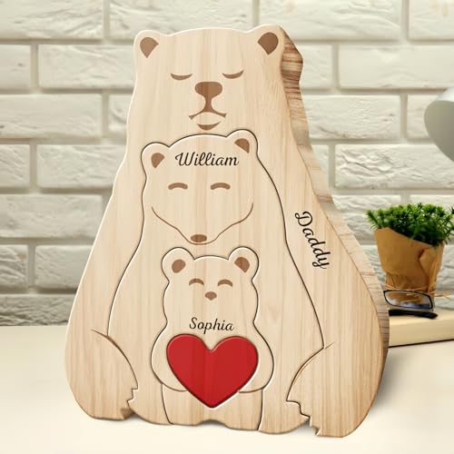 Drawelry Personalisierte Bär Statue Holzpuzzle mit 2-9 Namen Gravur Skulptur Dekoration Holz Bären Familien Kulptur Puzzle Deko Ornament Weihnachten Geburtstag Geschenk für Familie Freunde Paare (A10) Drawelry Personalisierte Bär Statue Holzpuzzle mit 2-9 Namen Gravur Skulptur Dekoration Holz Bären Familien Kulptur Puzzle Deko Ornament Weihnachten Geburtstag Geschenk für Familie Freunde Paare (A10) von Drawelry