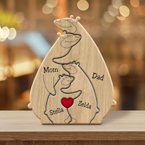 Drawelry Personalisierte Bär Statue Holzpuzzle mit 2-9 Namen Gravur Skulptur Dekoration Holz Bären Familien Kulptur Puzzle Deko Ornament Weihnachten Geburtstag Geschenk für Familie Freunde Paare (A4) Drawelry Personalisierte Bär Statue Holzpuzzle mit 2-9 Namen Gravur Skulptur Dekoration Holz Bären Familien Kulptur Puzzle Deko Ornament Weihnachten Geburtstag Geschenk für Familie Freunde Paare (A4) von Drawelry