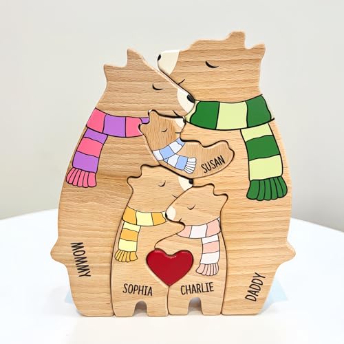 Drawelry Personalisierte Bär Statue Holzpuzzle mit 2-9 Namen Gravur Skulptur Dekoration Holz Bären Familien Kulptur Puzzle Deko Ornament Weihnachten Geburtstag Geschenk für Familie Freunde Paare (A3) Drawelry Personalisierte Bär Statue Holzpuzzle mit 2-9 Namen Gravur Skulptur Dekoration Holz Bären Familien Kulptur Puzzle Deko Ornament Weihnachten Geburtstag Geschenk für Familie Freunde Paare (A3) von Drawelry
