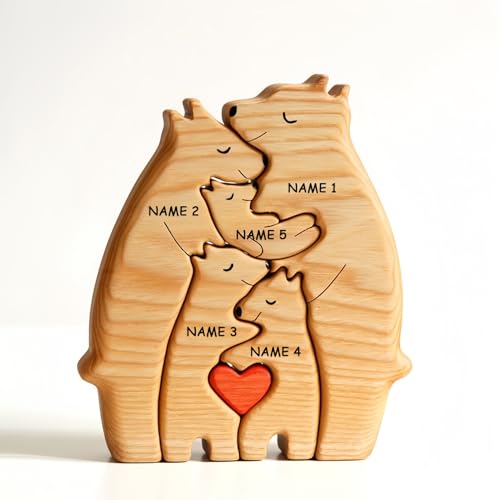 Drawelry Personalisierte Bär Statue Holzpuzzle mit 2-9 Namen Gravur Skulptur Dekoration Holz Bären Familien Kulptur Puzzle Deko Ornament Weihnachten Geburtstag Geschenk für Familie Freunde Paare (A7) Drawelry Personalisierte Bär Statue Holzpuzzle mit 2-9 Namen Gravur Skulptur Dekoration Holz Bären Familien Kulptur Puzzle Deko Ornament Weihnachten Geburtstag Geschenk für Familie Freunde Paare (A7) von Drawelry