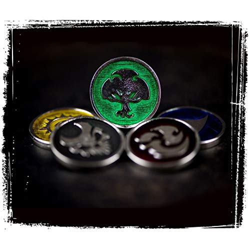Drawlab LARP-Münzset: Tokens - 6 Stück (Erde, Feuer, Wasser, Luft, Licht, Tod) - Fantasy - Unisex - Teen, Young Adult von Drawlab