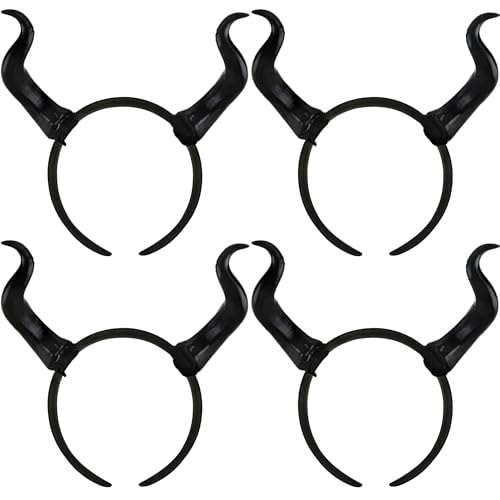 4 Stück schwarze Dämonenhorn-Stirnbänder, abnehmbare Teufelshörner, Kopfschmuck für Halloween, Teufel, Hexe, Cosplay, Verkleidungszubehör 4 Stück schwarze Dämonenhorn-Stirnbänder, abnehmbare Teufelshörner, Kopfschmuck für Halloween, Teufel, Hexe, Cosplay, Verkleidungszubehör von Drayear