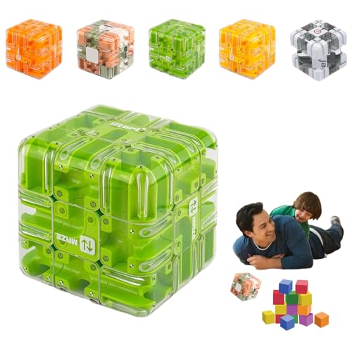 Großer Labyrinth-3D-Puzzle-Würfel – Spannendes Denkspiel, 3x3-Labyrinth-Würfel mit Logik-Herausforderung, 3D-Kugellabyrinth, Räumliches Vorstellungsvermögen, Gehirntraining (Grün) von Drbrrly