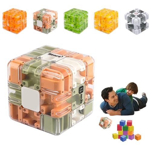 Großer Labyrinth-3D-Puzzle-Würfel – Spannendes Denkspiel, 3x3-Labyrinth-Würfel mit Logik-Herausforderung, 3D-Kugellabyrinth, Räumliches Vorstellungsvermögen, Gehirntraining (Grün-Orange) von Drbrrly