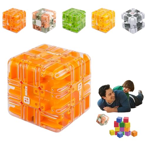 Großer Labyrinth-3D-Puzzle-Würfel – Spannendes Denkspiel, 3x3-Labyrinth-Würfel mit Logik-Herausforderung, 3D-Kugellabyrinth, Räumliches Vorstellungsvermögen, Gehirntraining (Orange) von Drbrrly