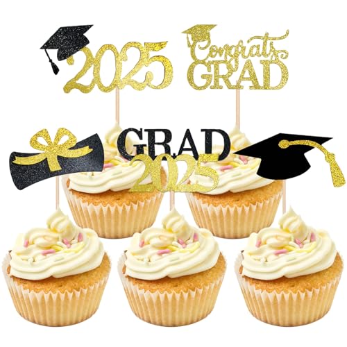 25 Stücke Glitzer 2025 Graduation Cupcake Toppers für Graduation Deko, Bachelor Geschenk Abschluss Deko Bachelor Hut Deko für Abschlussfeier Party Graduation Dekoration 25 Stücke Glitzer 2025 Graduation Cupcake Toppers für Graduation Deko, Bachelor Geschenk Abschluss Deko Bachelor Hut Deko für Abschlussfeier Party Graduation Dekoration von Dreaku
