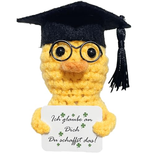 Bachelor Geschenk, Pocket Hug Gestrickte Ente, Positive Kartoffel Ersatz, Glücksbringer Prüfung Geschenk, Mutmacher Geschenk, Bachelor Master Abitur 2025 Geschenke (A) von Dreaku