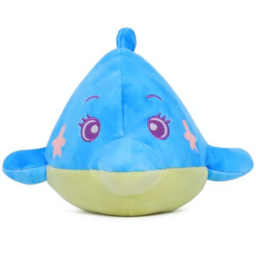 Dream Beams Dominic (Delfin) süßes, kuscheliges, weiches Plüschtier, Squishy Kuscheltier, Glow in The Dark Elemente, einfach waschbar, Größe: 18cm, für Kinder und Jugendliche ab 0 Jahre von Dream Beams