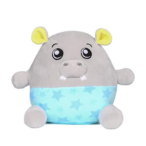 Dream Beams Henry (Hippo) - süßes, kuscheliges, weiches Plüschtier, Squishy Kuscheltier, Glow in The Dark Elemente, einfach waschbar, Größe: 18cm, für Kinder und Jugendliche ab 0 Jahre von Dream Beams