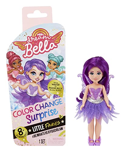 Dream Ella MGA's Dream Bella Farbwechsel Surprise Little Fairies-Aubrey-Kleine Modepuppe mit Flügeln, Accessoires und lila Haaren-14 cm-Zum Sammeln-Tolles Geschenk für Kinder ab 3 Jahren 578758 von MGA Entertainment