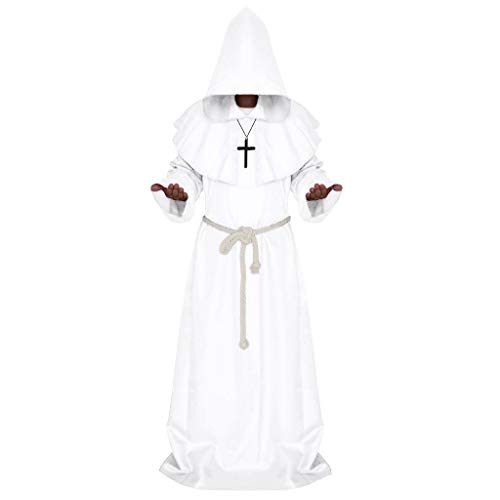Herren/Damen Umhang Cosplay Mönchskutte Kostüm Halloween Mittelalter Mönch Kutte Umhang Mantel mit Kapuze Prister Kostüm Robe Gothic Mantel für Mottoparty, Karneval und Comic-Ausstellung (L, Weiß) Herren/Damen Umhang Cosplay Mönchskutte Kostüm Halloween Mittelalter Mönch Kutte Umhang Mantel mit Kapuze Prister Kostüm Robe Gothic Mantel für Mottoparty, Karneval und Comic-Ausstellung (L, Weiß) von Dream Room