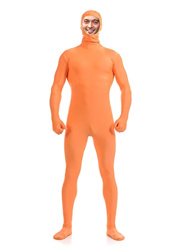 DreamHigh Ganzkörperkostüm für Herren und Damen, Polyester, Spandex, Zentai-Anzug, offenes Gesicht, Orange/Abendrot im Zickzackmuster (Sunset Chevron), M von DreamHigh