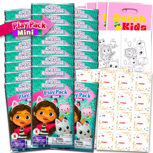 DreamWorks Gabby's Dollhouse Valentinstagskarten für die Kinderschule, Gabby's Puppenhaus-Aktivitätssets mit Etiketten, Valentinstagsgeschenke für Kinder, Klassenzimmer, Party, Austausch-Set von DreamWorks
