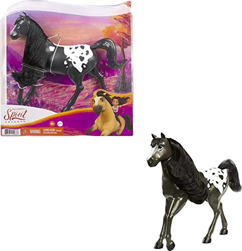 Spirit GXD98 - Schwarzes Pferd, American Workhorse Hengst aus der Herde von "Spirit - frei und ungezähmt" (20cm), beweglicher Kopf und lange Mähne, tolles Geschenk für Pferdeliebhaber ab 3 Jahren von Mattel