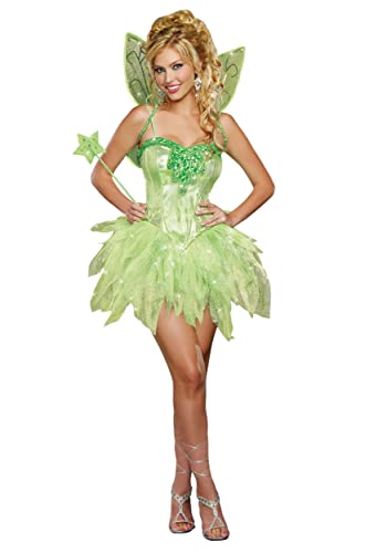 Dreamgirl 9452 Fairy-Licious Costume Tinkerbell Erwachsenenkostüm, grün, L von Dreamgirl