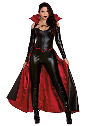Dreamgirl Erwachsene Vampir Kostüm für Frauen, Modern Gothic Female Vampir, Prinzessin der Dunkelheit Halloween Kostüm, Schwarz/Rot, L von Dreamgirl