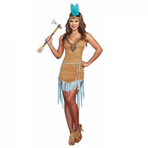 Dreamgirl Kostüm Indianerin Milou, Gr. M, Kleid Stirnband braun/türkis Fasching Indianer von Dreamgirl
