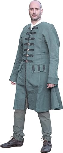 Dreamland Armoury Men's 18th Century Frock Coat jacket with Inner for Viking LARP Reenactment Costume (Grey I, L) von Dreamland Armoury