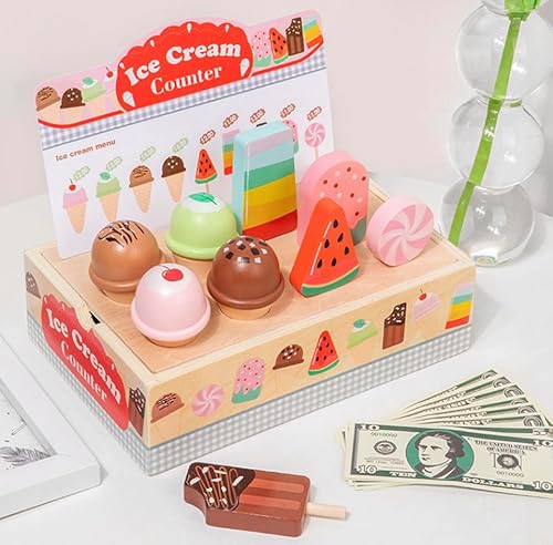 Dreamon Eiscreme-Spielzeug aus Holz für Kinder, Küchen-Spielset-Zubehör, EIS am Stiel-Stand, Eiscreme-Spielset, Geschenk für Mädchen und Jungen ab 3 Jahren Dreamon Eiscreme-Spielzeug aus Holz für Kinder, Küchen-Spielset-Zubehör, EIS am Stiel-Stand, Eiscreme-Spielset, Geschenk für Mädchen und Jungen ab 3 Jahren von Dreamon