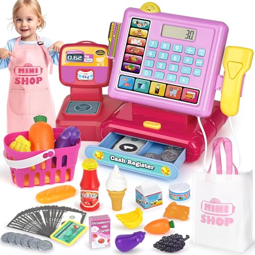 Dreamon Kasse Kinder, Kinderkasse Mit Scanner und Sound Spielkasse Spielzeug Einkaufsladen Kaufladen mit Schürze Einkaufstasche Einkaufskorb Geschenk für Mädchen 3 4 5 Jahren Dreamon Kasse Kinder, Kinderkasse Mit Scanner und Sound Spielkasse Spielzeug Einkaufsladen Kaufladen mit Schürze Einkaufstasche Einkaufskorb Geschenk für Mädchen 3 4 5 Jahren von Dreamon