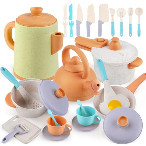 Dreamon Matschküche Zubehör Outdoor Kinderküche Spielküche Zubehör Kinder Töpfe Und Pan Set 31PCS Küchen Rollenspiele Weihnachten Geschenk für ab 3 4 5 6 Jahren von Dreamon