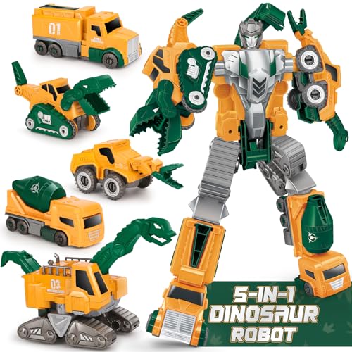 Dreamon Dinosaurier Transformers Spielzeug für Kinder, 5 in 1 Roboter Bausteine Kinder, Roboter Kinder Geschenk für Jungen ab 3 4 5 6 7 Jahren von Dreamon