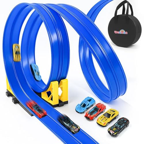 Dreamon Rennbahn Kinder 3 4 5 6 Jahre - 5 Meter Autorennbahn Rennstrecke Auto Spielzeug mit 4 Leichtmetallfahrzeuge Aufbewahrungstasche Rampe Geschenke für Jungen und Mädchen Dreamon Rennbahn Kinder 3 4 5 6 Jahre - 5 Meter Autorennbahn Rennstrecke Auto Spielzeug mit 4 Leichtmetallfahrzeuge Aufbewahrungstasche Rampe Geschenke für Jungen und Mädchen von Dreamon
