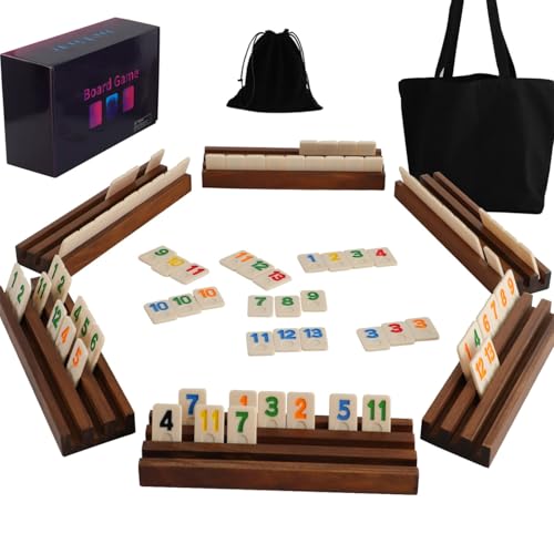 Dreamplay Gifts Rummy Cube Brettspiel, inklusive 160 Spielsteinen, 6 Holz-Steinehaltern, Kordelzug-Aufbewahrungsbeutel, Handtasche für alle Komponenten und Spielanleitung (Edition für 6 Spieler) von Dreamplay Gifts