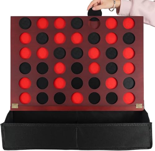 Dreamplay Gifts Wall Mounted Wooden Giant 4 in A Row Room Wall Decor Game Accessories and Decor Four in A Row with Pieces Coins Large Size 22 Inch Drop Four Connect Game (Red Peach) von Dreamplay Gifts