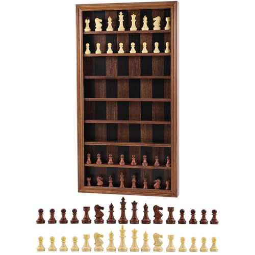 Dreamplay Gifts Wall Mount Chess Board Wandmontiertes Schachspielbrett, Holz, riesiges Schachspiel-Set, vertikale Hängeschauvitrine, Familien-Spielfeld, Kunstdekoration für zu Hause (flammenartig) von Dreamplay Gifts