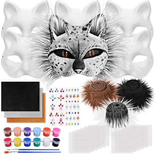 Dreamtop 29 Stück Therian Katzenmaske Mask inklusive Blanker Katzenmaske, Filzstofffolie, Plüsch Kunstfellaugen, Kunststoffnetzfolie, Diamantaufkleber, Pinsel und Farben für Cosplay und Halloween Dreamtop 29 Stück Therian Katzenmaske Mask inklusive Blanker Katzenmaske, Filzstofffolie, Plüsch Kunstfellaugen, Kunststoffnetzfolie, Diamantaufkleber, Pinsel und Farben für Cosplay und Halloween von Dreamtop