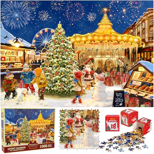 Weihnachtspuzzle Adventskalender 2024, Dreamtop 24 Boxen 1008 Teile Weihnachten Adventskalender Puzzle für Erwachsene Weihnachten Countdown Kalender Geschenk Dekorationen für Frauen Männer Weihnachtspuzzle Adventskalender 2024, Dreamtop 24 Boxen 1008 Teile Weihnachten Adventskalender Puzzle für Erwachsene Weihnachten Countdown Kalender Geschenk Dekorationen für Frauen Männer von Dreamtop