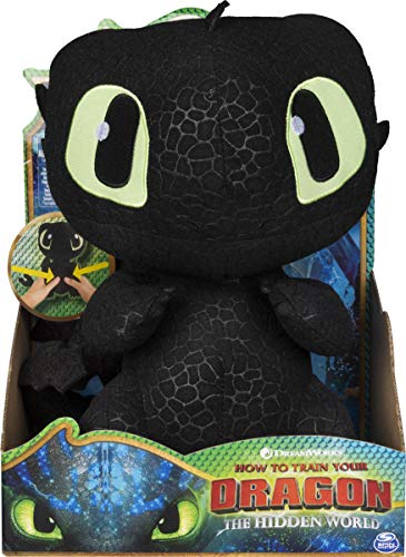 Dragons - Movie Line - Squeeze & Growl, Plüschfigur mit Sound - Ohnezahn (Solid), Drachenzähmen leicht gemacht 3, Die geheime Welt von Dreamworks Dragons