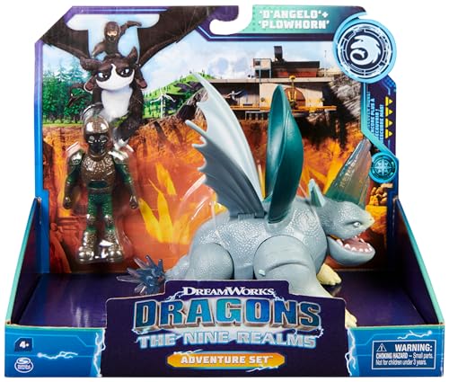 Dreamworks Dragons „Die 9 Welten“ - Adventure Set mit Drache und Reiter Figur, D’Angelo und Plowhorn, für Kinder ab 4 Jahren von How To Train Your Dragon
