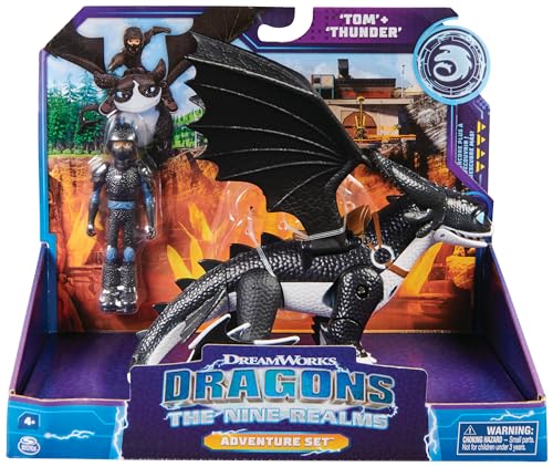 Dreamworks Dragons „Die 9 Welten“ - Adventure Set mit Drache und Reiter Figur, Tom und Thunder, für Kinder ab 4 Jahren von How To Train Your Dragon