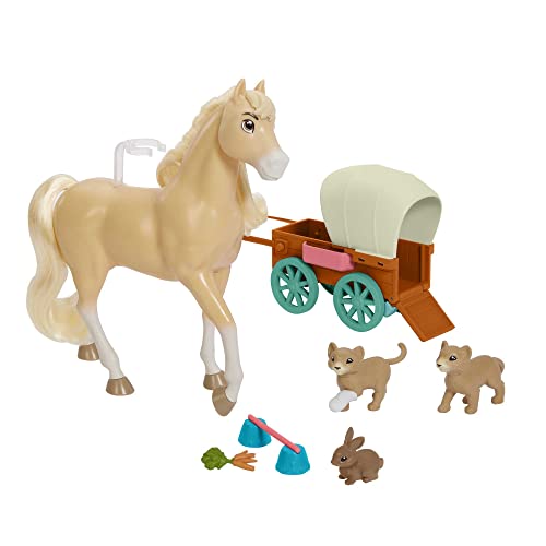 Dreamworks Spirit HCH51 - Tier-Babysitting mit Chica Linda Spielset mit Pferd (21 cm), Huf-Aktivierungsfunktion, 3 Tierfiguren, Leckerlis & Zubehörteile, tolles Geschenk für Kinder ab 3 Jahren von Dreamworks Spirit