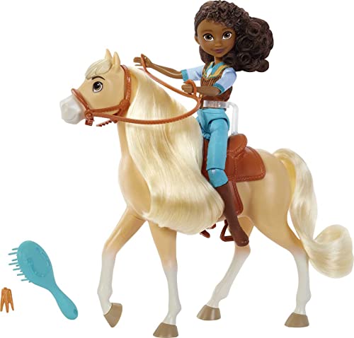 Spirit Pru Doll (7 in) with 7 Movable Joints, Fashion Top, Treats, Brush & Chica Linda Horse (8 in) with Soft Mane & Tail, Great Gift for Ages 3+ von Dreamworks Spirit