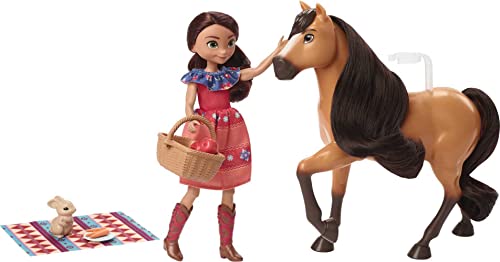 Dreamworks Spirit HHR35 - Picknick-Freunde Spielset mit Spirit-Pferd und Lucky-Puppe (brünette Haare), inklusive Decke, Korb und Zubehör, Spielzeug für Kinder ab 3 Jahren von Mattel